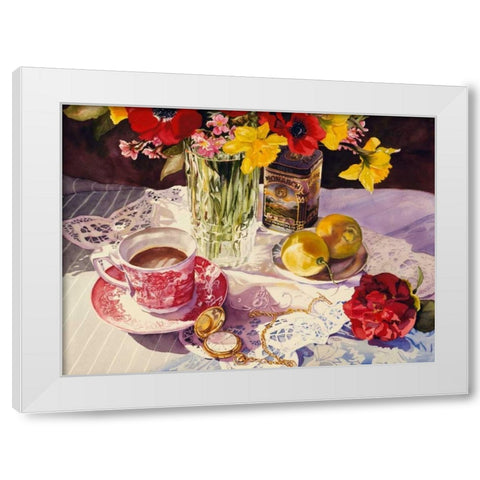 High Tea White Modern Wood Framed Art Print by Koenig, Judy