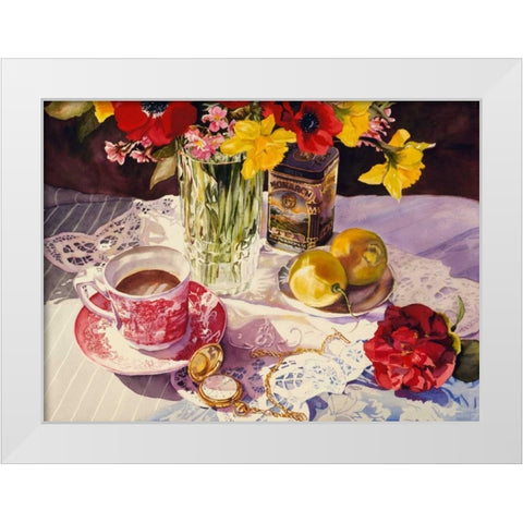 High Tea White Modern Wood Framed Art Print by Koenig, Judy