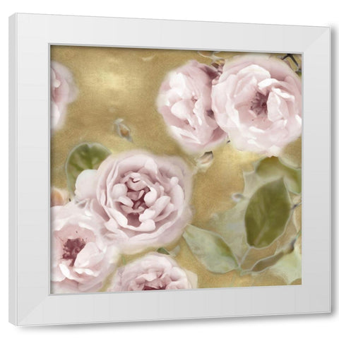 Roses on Gold I White Modern Wood Framed Art Print by Lane, Joanna