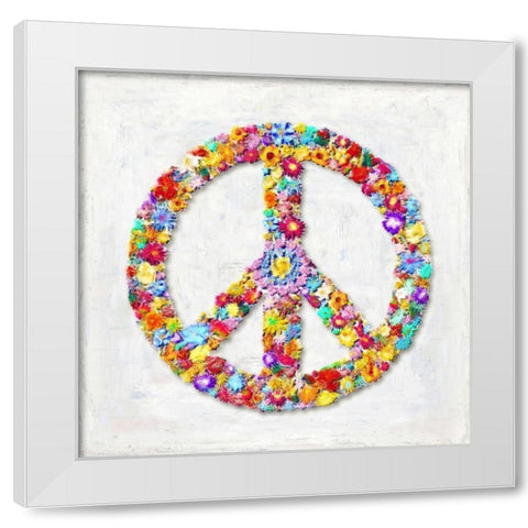 Peace Sign White Modern Wood Framed Art Print by MacDowell, Jamie