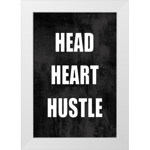 Head Heart Hustle on Black White Modern Wood Framed Art Print by MacDowell, Jamie