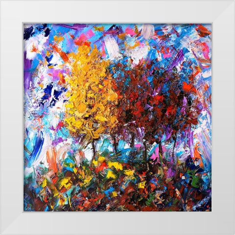 Orange and Red Tree White Modern Wood Framed Art Print by Foster, Joseph Marshal