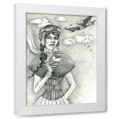 The Aviator (Drawing) White Modern Wood Framed Art Print by Goddess, Jami