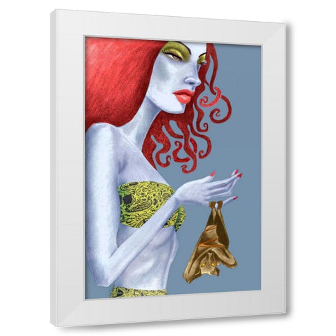 Bat White Modern Wood Framed Art Print by Goddess, Jami