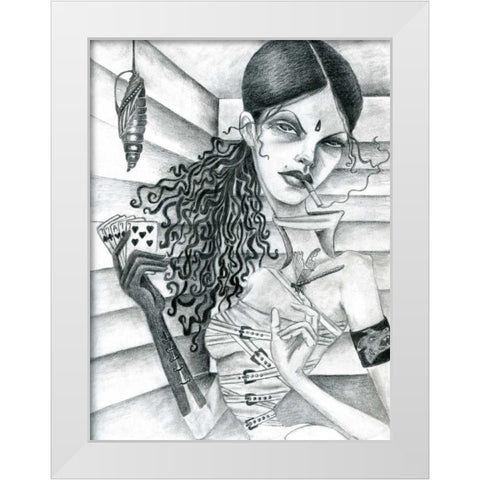 Cassandra (Drawing) White Modern Wood Framed Art Print by Goddess, Jami