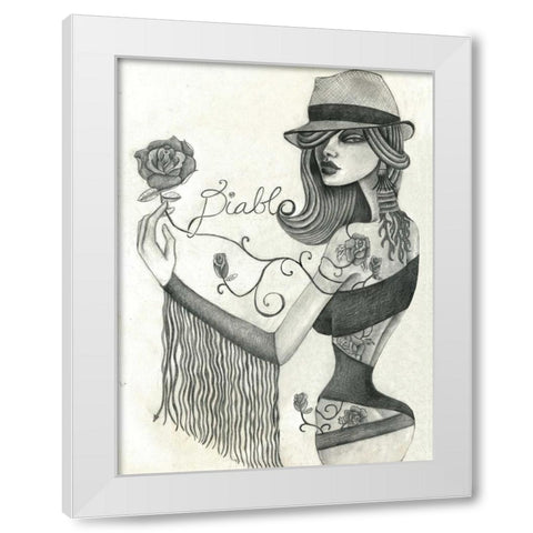 Diablo (Drawing) White Modern Wood Framed Art Print by Goddess, Jami