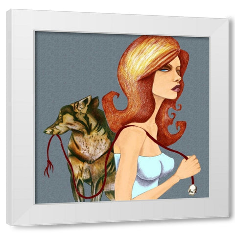 Dog White Modern Wood Framed Art Print by Goddess, Jami