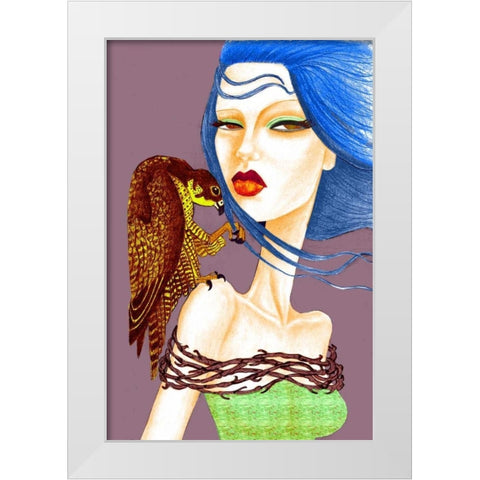 Falcon White Modern Wood Framed Art Print by Goddess, Jami