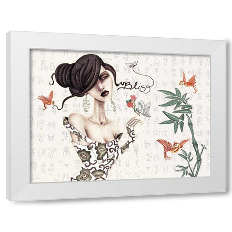 Geisha White Modern Wood Framed Art Print by Goddess, Jami