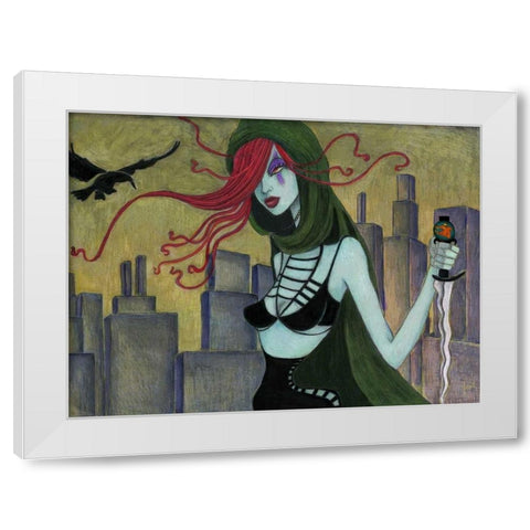 Jane at Night White Modern Wood Framed Art Print by Goddess, Jami