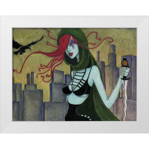 Jane at Night White Modern Wood Framed Art Print by Goddess, Jami