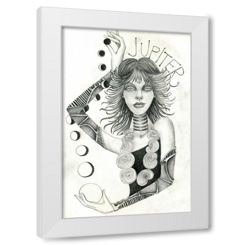 Jupiter (Drawing) White Modern Wood Framed Art Print by Goddess, Jami