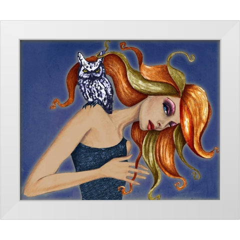 Owl I White Modern Wood Framed Art Print by Goddess, Jami