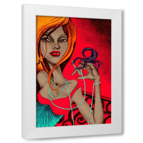 Scorpion White Modern Wood Framed Art Print by Goddess, Jami