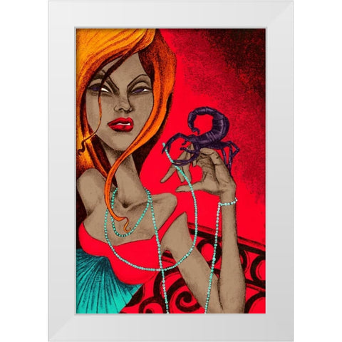 Scorpion White Modern Wood Framed Art Print by Goddess, Jami