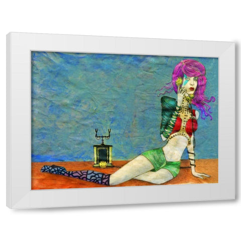 Telephone White Modern Wood Framed Art Print by Goddess, Jami