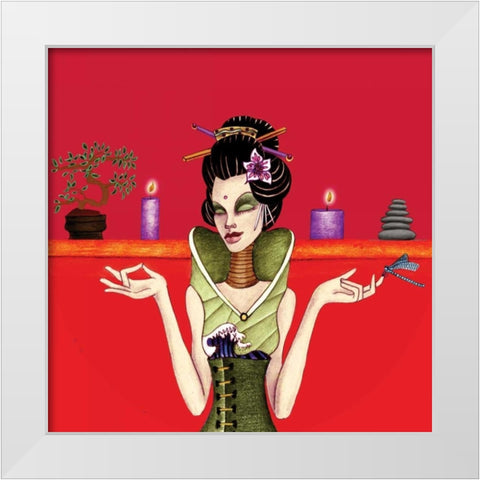 Zen Mistress White Modern Wood Framed Art Print by Goddess, Jami