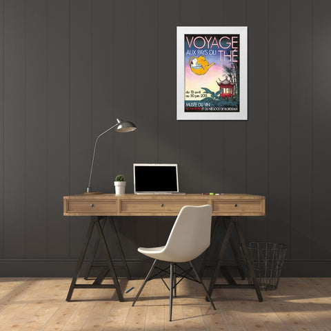 Voyage aux pays des thes White Modern Wood Framed Art Print by Got, Jean-Pierre