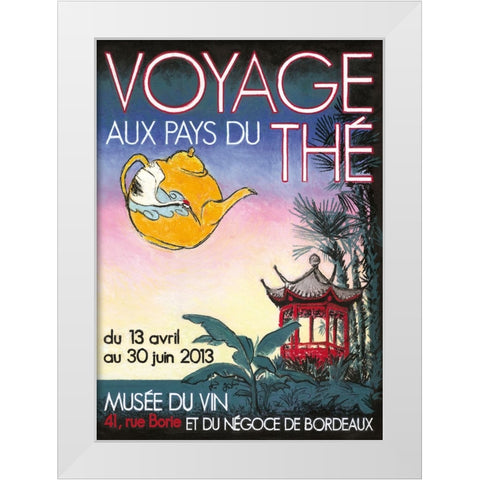 Voyage aux pays des thes White Modern Wood Framed Art Print by Got, Jean-Pierre