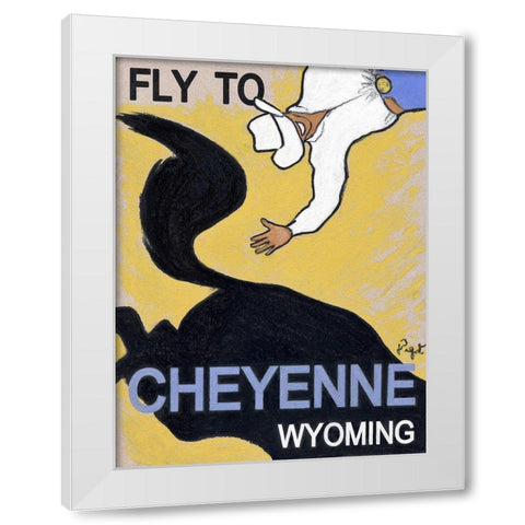 Fly to Cheyenne Wyoming White Modern Wood Framed Art Print by Got, Jean Pierre