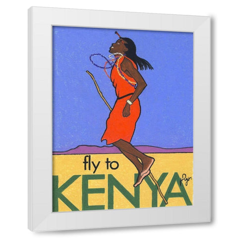Fly to Kenya White Modern Wood Framed Art Print by Got, Jean Pierre