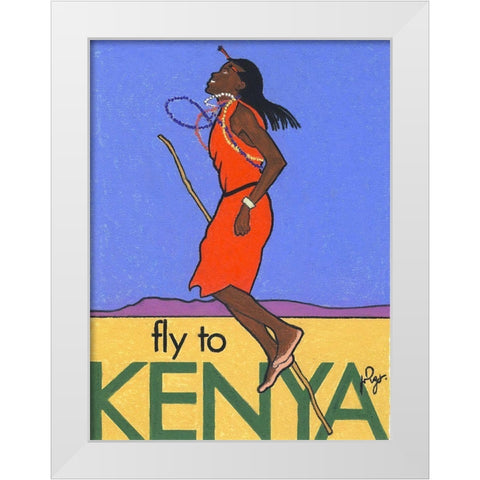 Fly to Kenya White Modern Wood Framed Art Print by Got, Jean Pierre