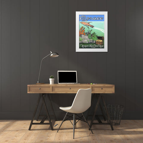 Monaco Travel Poster White Modern Wood Framed Art Print by Got, Jean Pierre