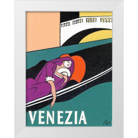 Venezia White Modern Wood Framed Art Print by Got, Jean Pierre