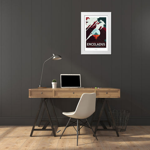 Enceladus White Modern Wood Framed Art Print by JPL