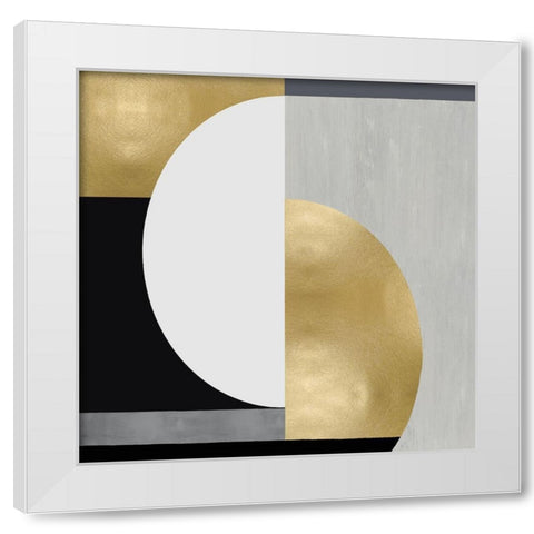 Balanced in Gold I White Modern Wood Framed Art Print by Thompson, Justin