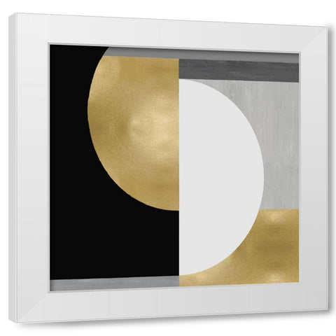 Balanced in Gold II White Modern Wood Framed Art Print by Thompson, Justin