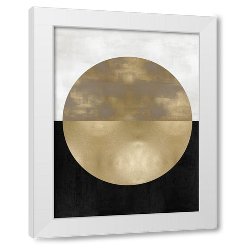 Gold Sphere White Modern Wood Framed Art Print by Thompson, Justin
