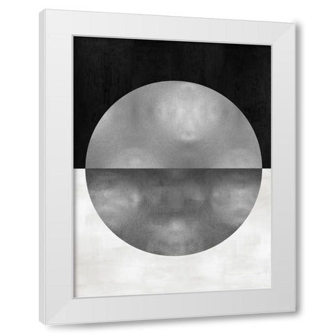 Silver Sphere White Modern Wood Framed Art Print by Thompson, Justin