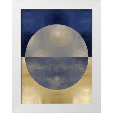 Blue Sphere I White Modern Wood Framed Art Print by Thompson, Justin