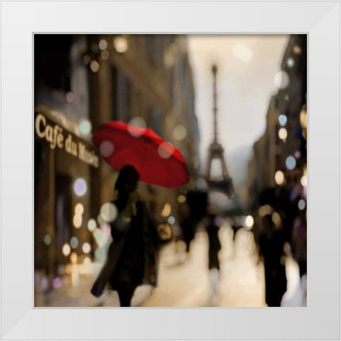 A Paris Stroll White Modern Wood Framed Art Print by Carrigan, Kate