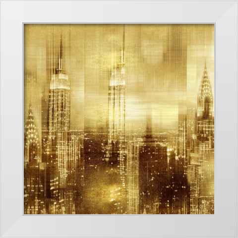 NYC - Reflections in Gold II White Modern Wood Framed Art Print by Carrigan, Kate
