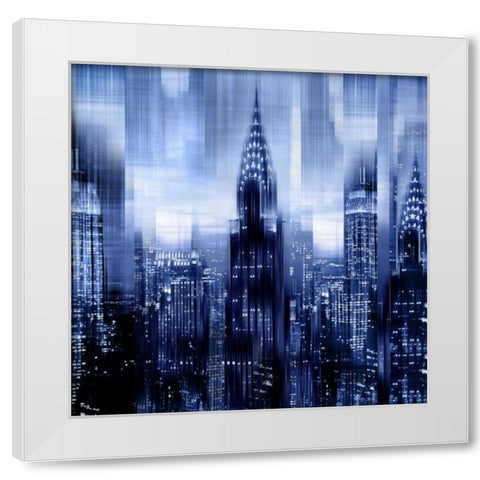 NYC - Reflections in Blue I White Modern Wood Framed Art Print by Carrigan, Kate
