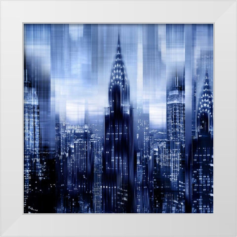 NYC - Reflections in Blue I White Modern Wood Framed Art Print by Carrigan, Kate
