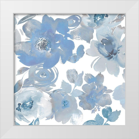 Springtime Blue and Silver I White Modern Wood Framed Art Print by Morris, Kelsey