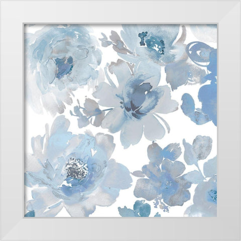 Springtime Blue and Silver II White Modern Wood Framed Art Print by Morris, Kelsey