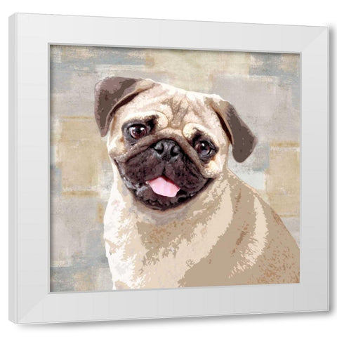 Pug White Modern Wood Framed Art Print by Rodgers, Keri