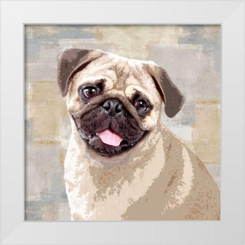 Pug White Modern Wood Framed Art Print by Rodgers, Keri