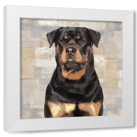 Rottweiler White Modern Wood Framed Art Print by Rodgers, Keri