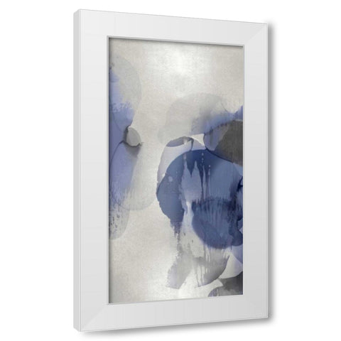 Cascade Indigo Triptych II White Modern Wood Framed Art Print by Jett, Kristina