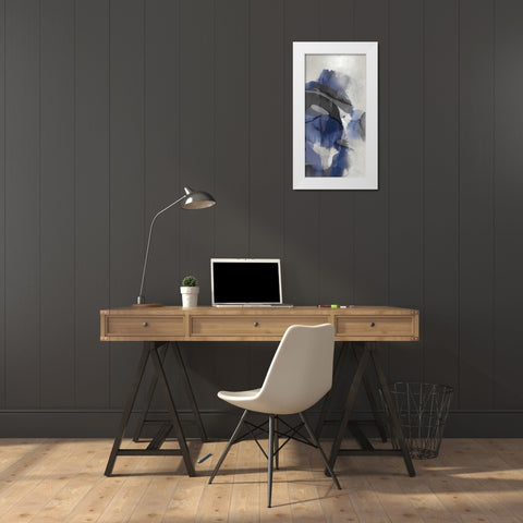 Cascade Indigo Triptych III White Modern Wood Framed Art Print by Jett, Kristina