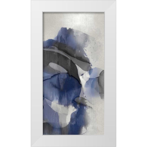 Cascade Indigo Triptych III White Modern Wood Framed Art Print by Jett, Kristina