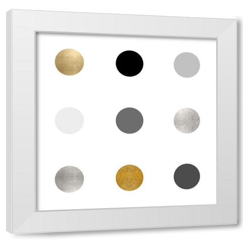 Circle Three Gold Silver White Modern Wood Framed Art Print by Langdon, Karl