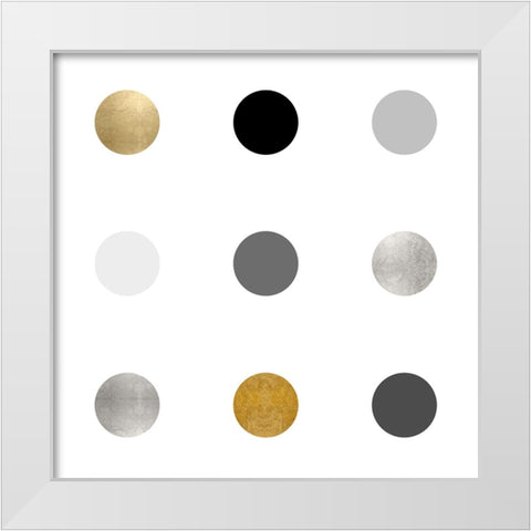 Circle Three Gold Silver White Modern Wood Framed Art Print by Langdon, Karl