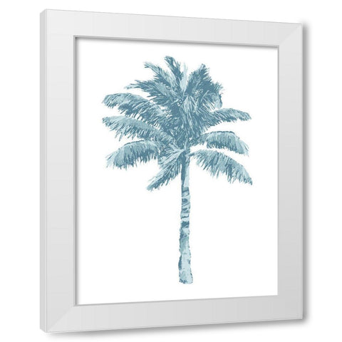 Palm Aqua I White Modern Wood Framed Art Print by Blake, Madeline