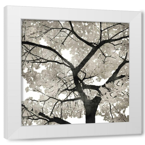Silver Leaves White Modern Wood Framed Art Print by Bennett, Kate